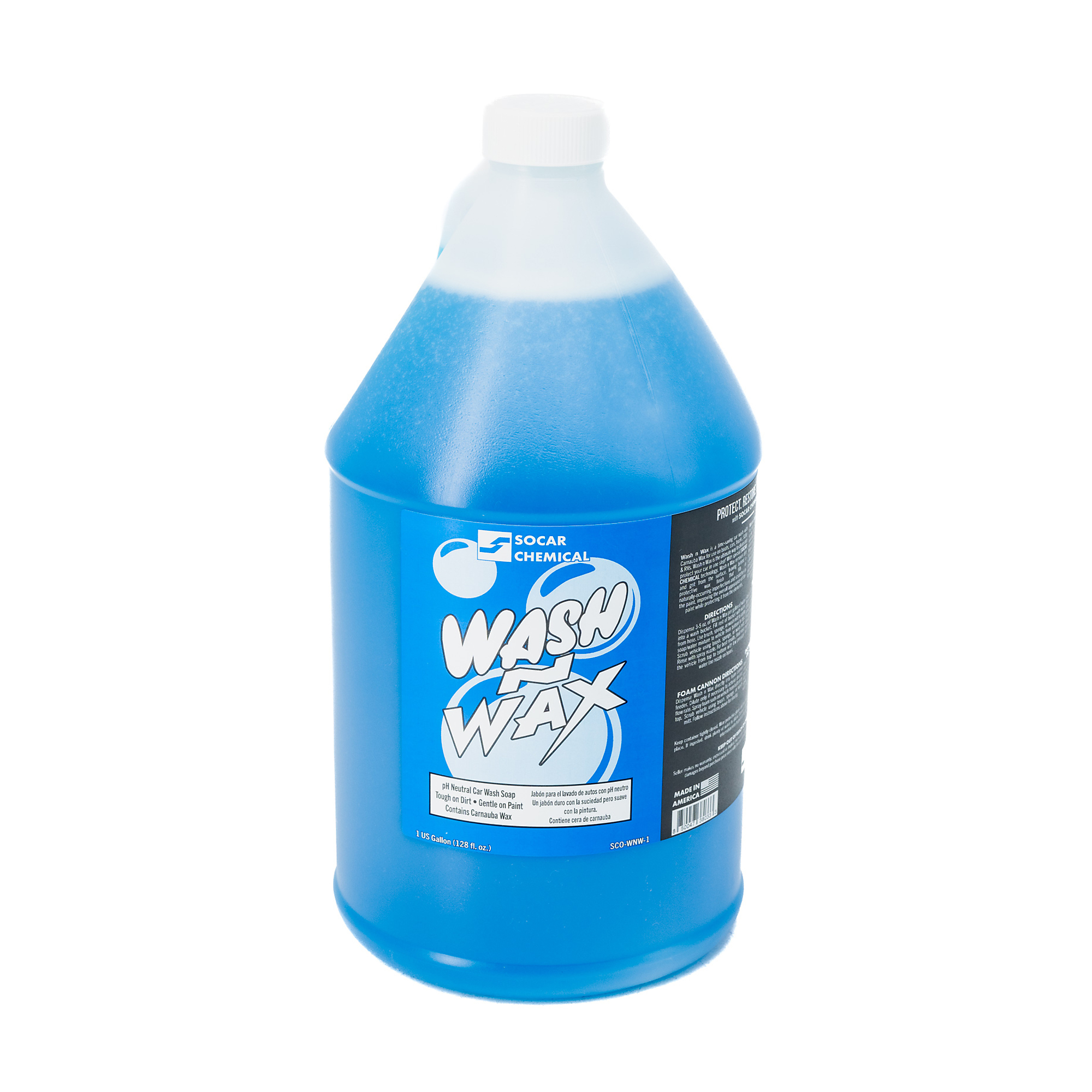 SOCAR Wash N Wax Car Wash Soap with Carnauba Wax - 1 Gal., pH-Neutral, Model# SCO-WNW-1